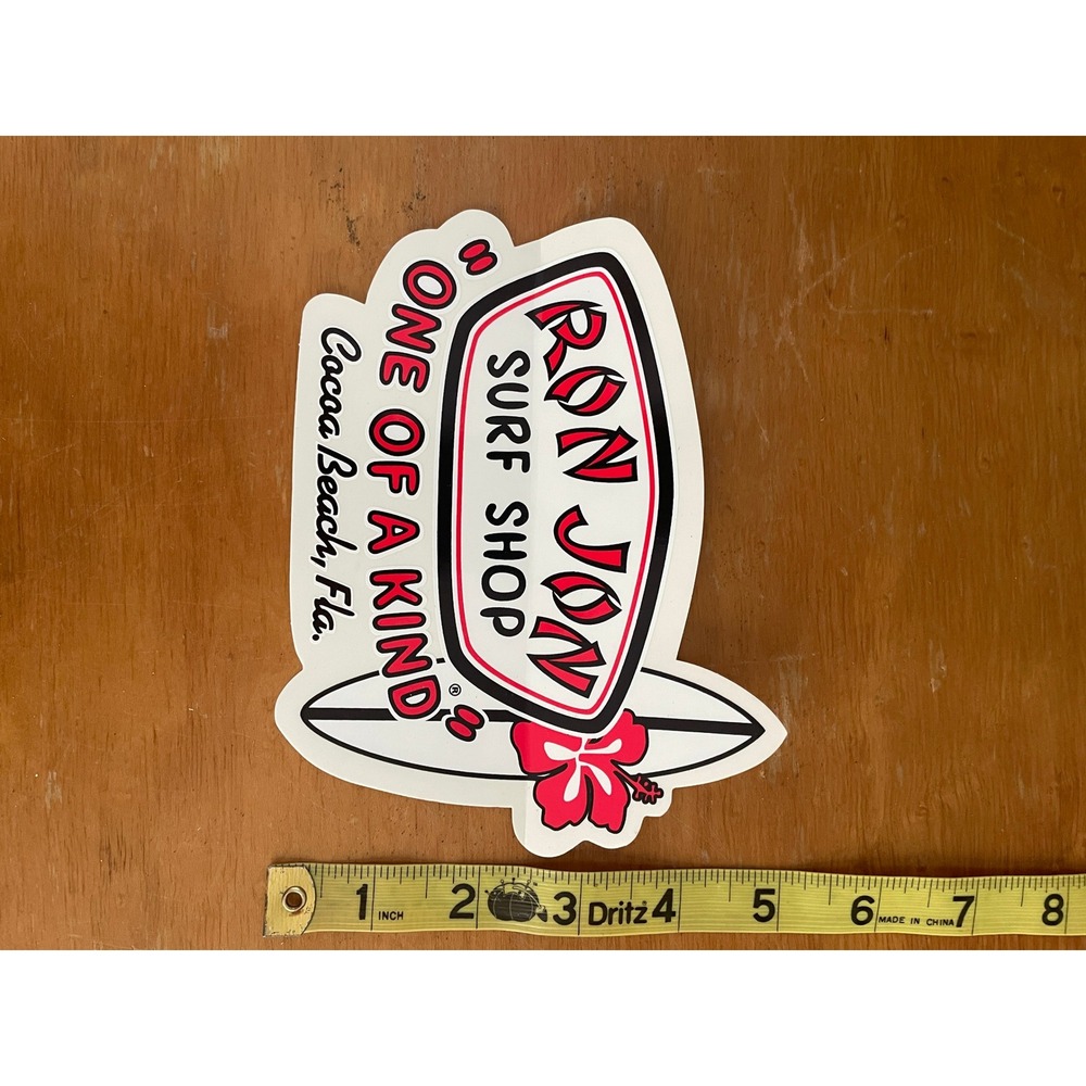 Ron Jon Surf Shop Cocoa Beach Florida One of a Kind Surfboard Hibiscus Sticker